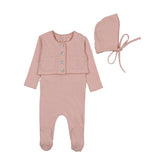 BEE & DEE 3PC PERFECT POINTELLE FOOTIE,CARDIGAN & BONNET SET